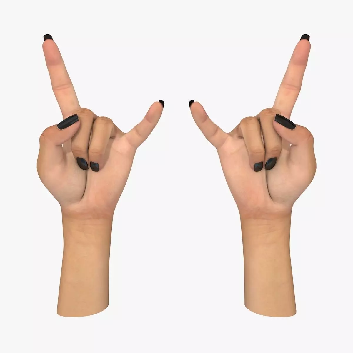 Hand 3d model Female Devil Horns Gesture Low-poly 3D model_0