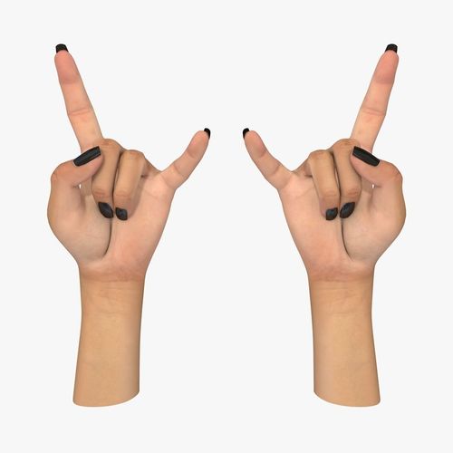 Hand 3d model Female Devil Horns Gesture Low-poly 3D model