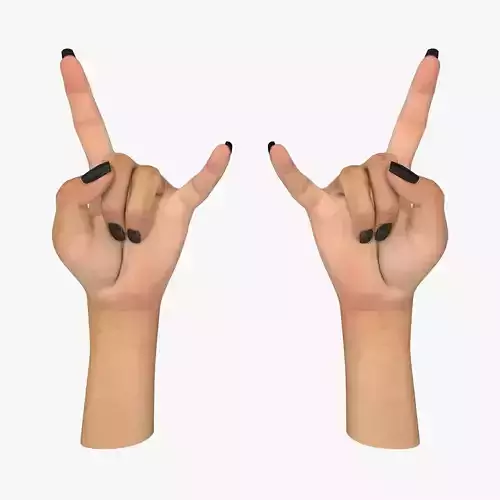 Hand 3d model Female Devil Horns Gesture