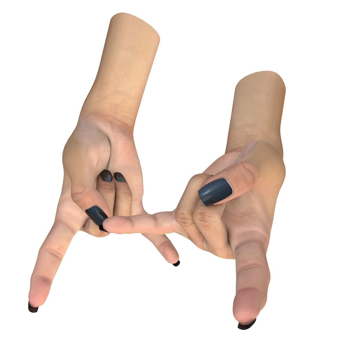 Hand 3d model Female Devil Horns Gesture Low-poly 3D model_3