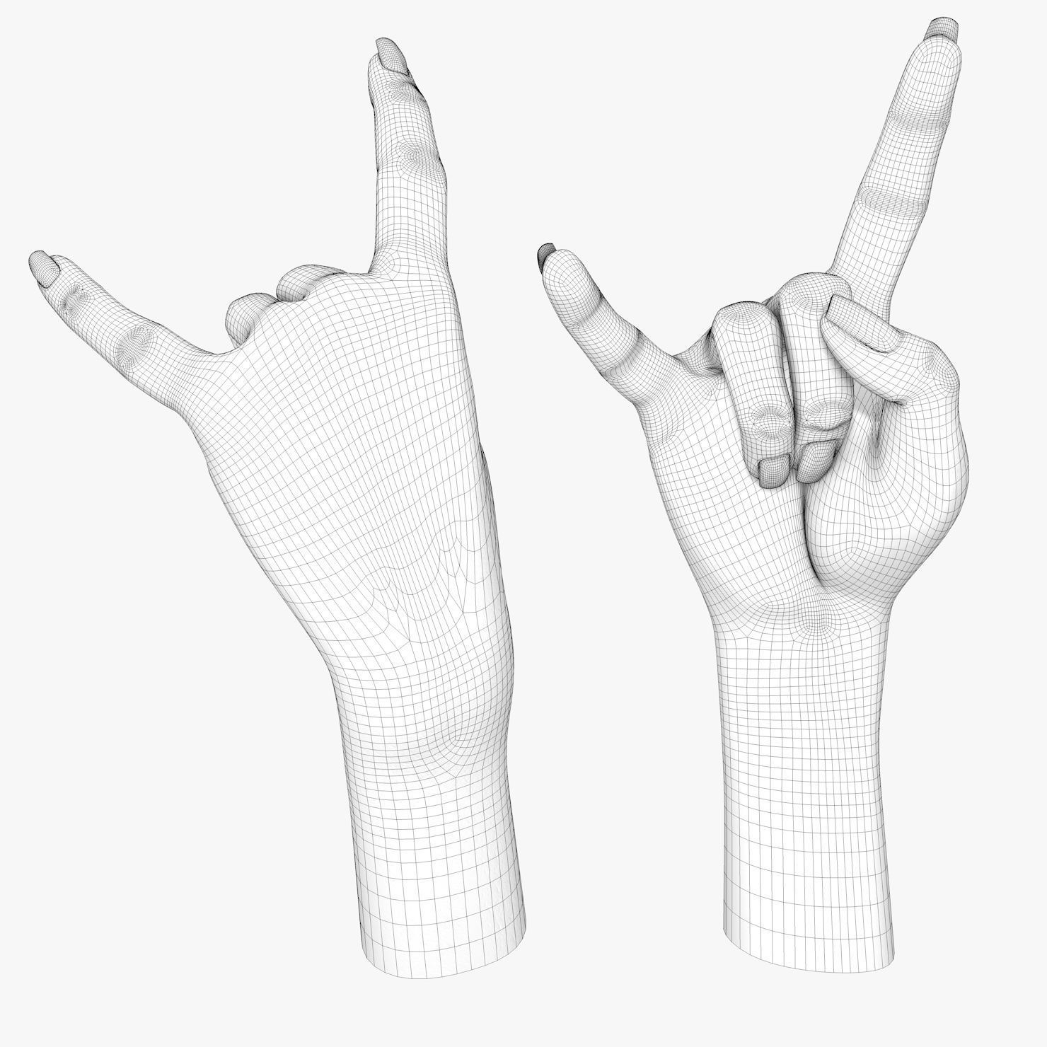 Hand 3d model Female Devil Horns Gesture Low-poly 3D model_14