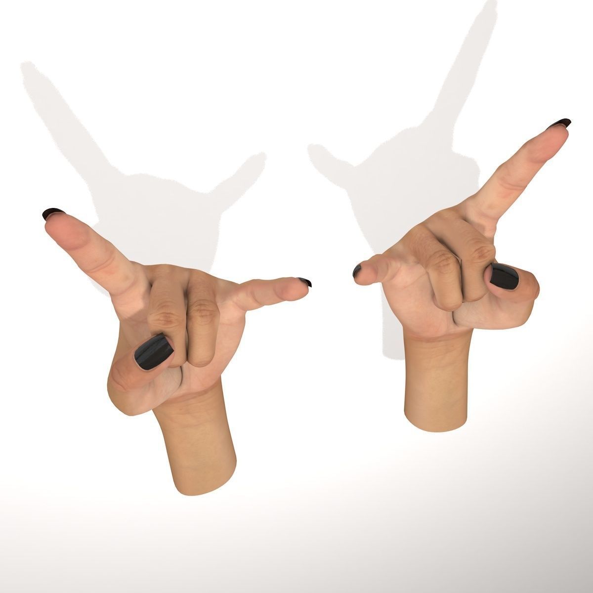 Hand 3d model Female Devil Horns Gesture Low-poly 3D model_17