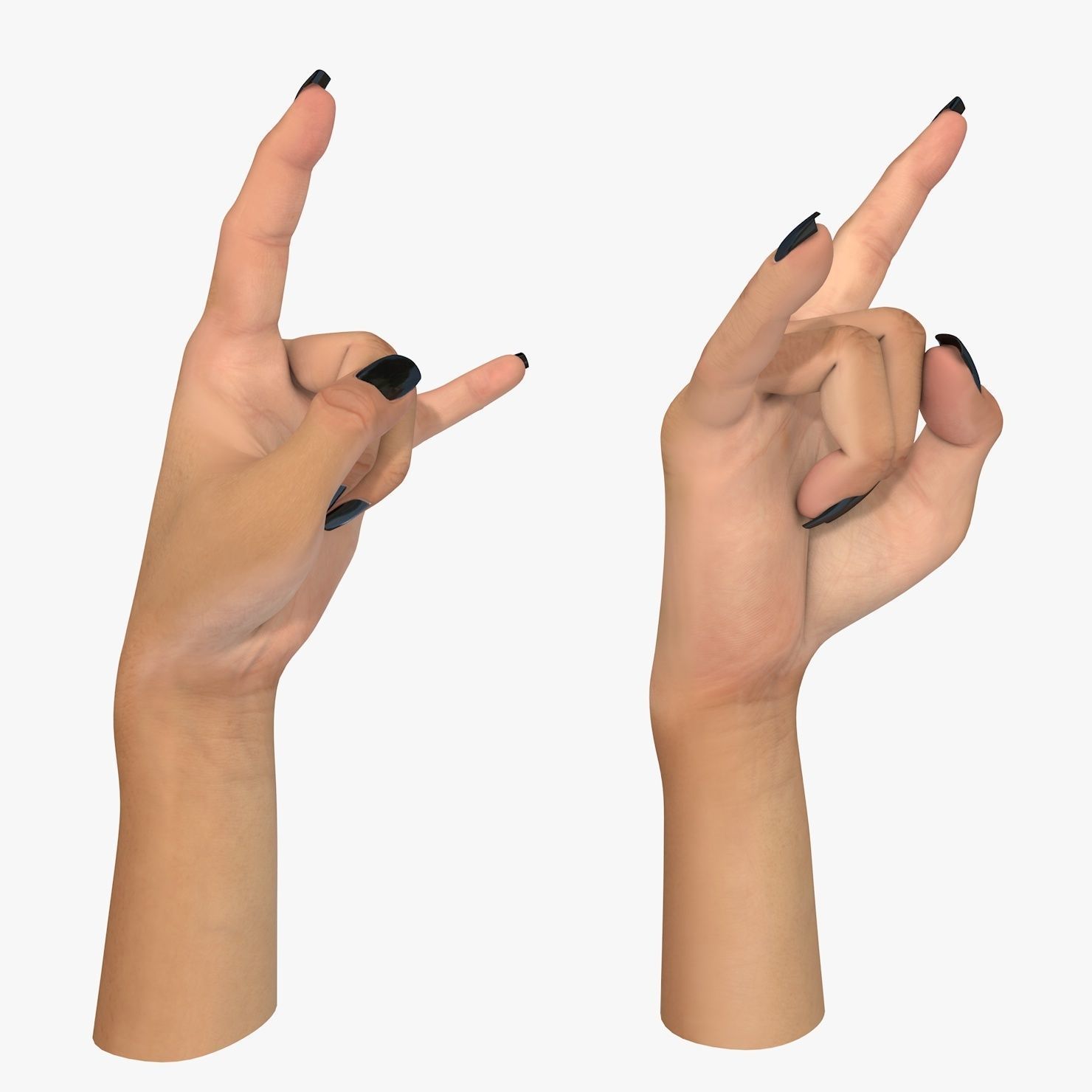 Hand 3d model Female Devil Horns Gesture Low-poly 3D model_8