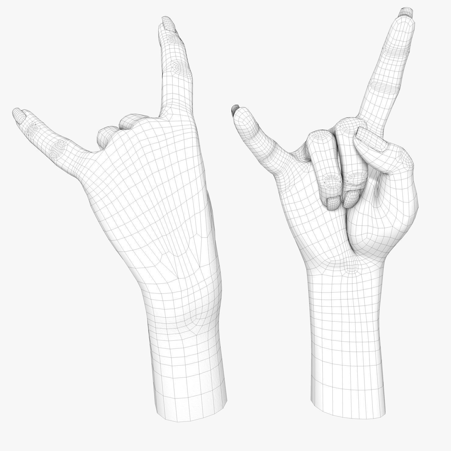 Hand 3d model Female Devil Horns Gesture Low-poly 3D model_15