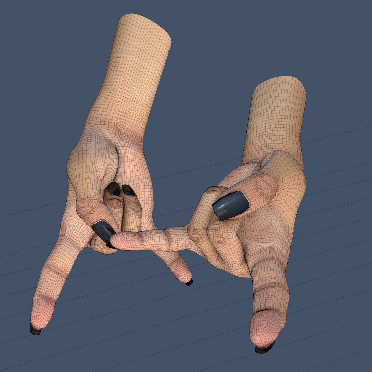 Hand 3d model Female Devil Horns Gesture Low-poly 3D model_7