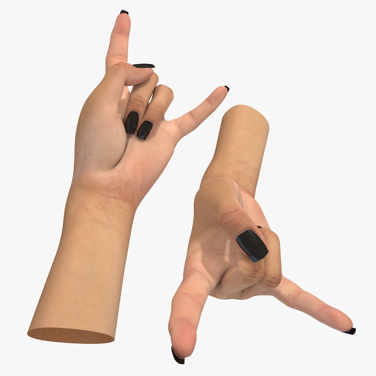 Hand 3d model Female Devil Horns Gesture Low-poly 3D model_12