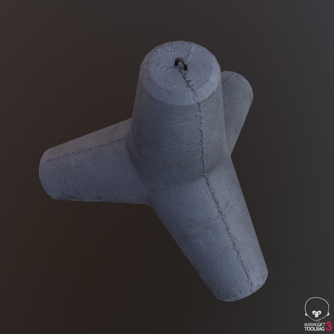 Tetrapod wave breaker  PBR Low-poly 3D model_4