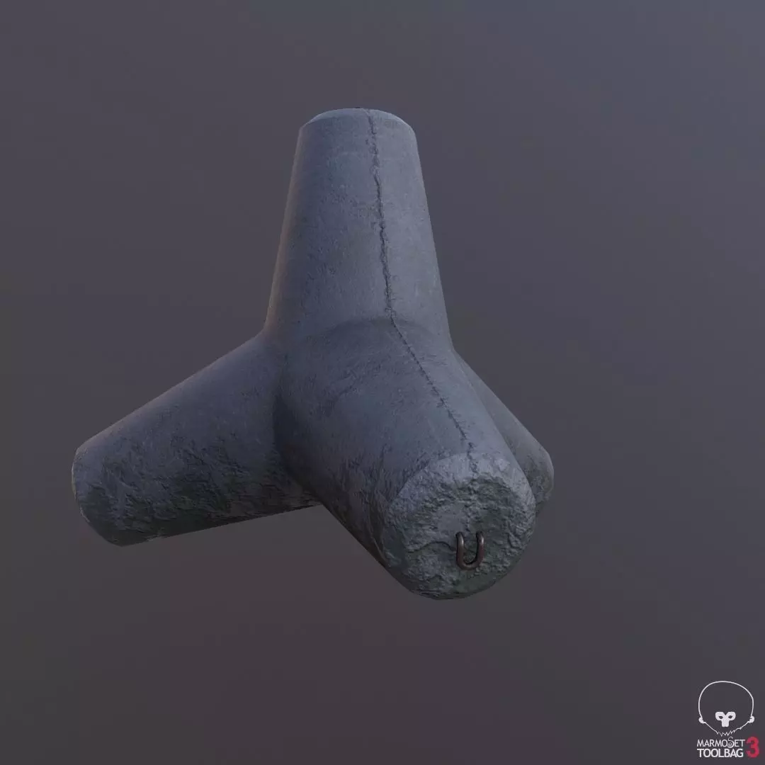 Tetrapod wave breaker  PBR Low-poly 3D model_0