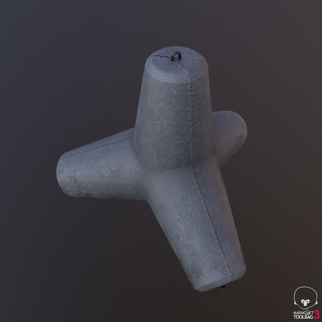 Tetrapod wave breaker  PBR Low-poly 3D model_3