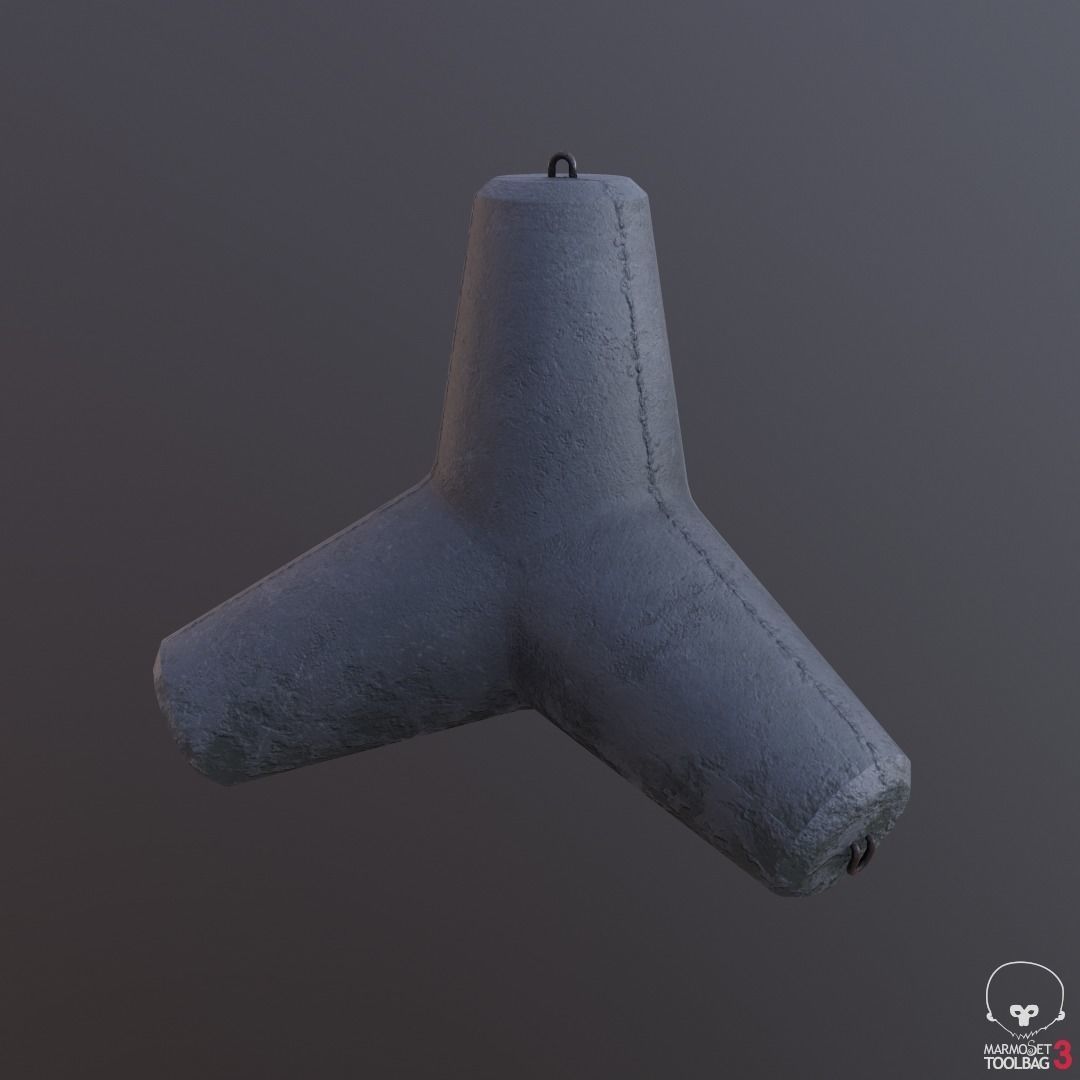 Tetrapod wave breaker  PBR Low-poly 3D model_2