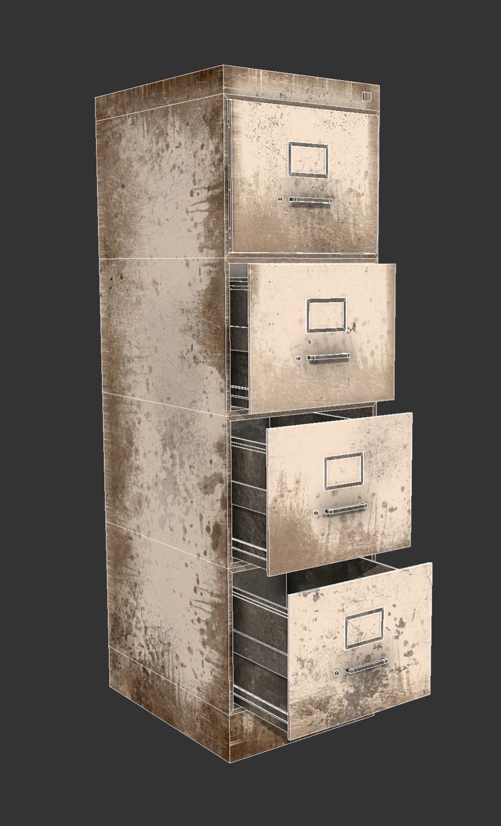 File Cabinet White Low-poly 3D model_3