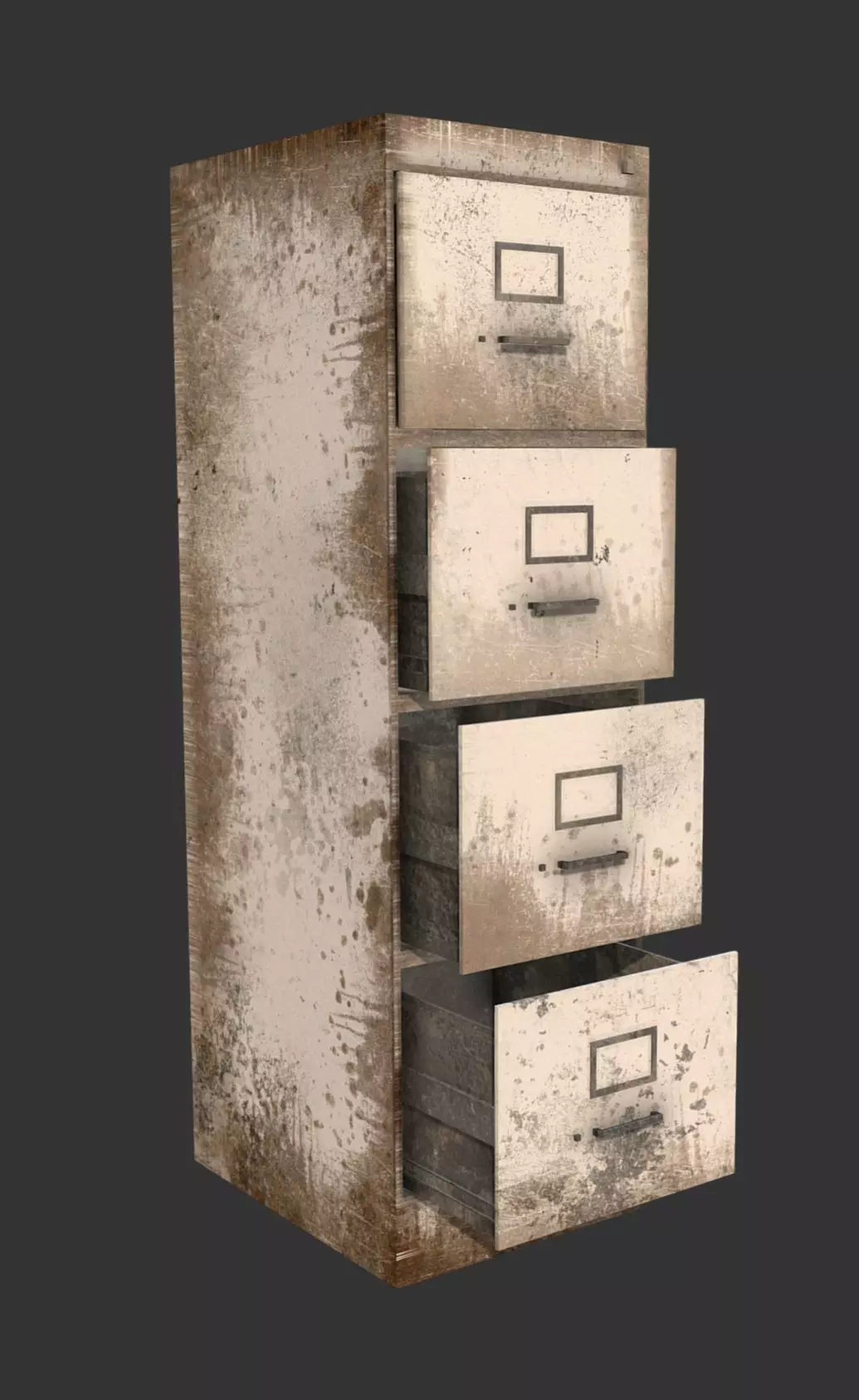 File Cabinet White Low-poly 3D model_0