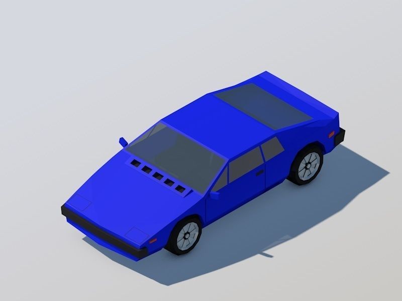 Cartoon Low Poly Sportcar Free low-poly 3D model_8