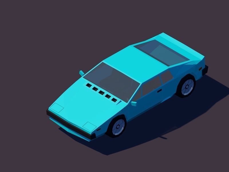 Cartoon Low Poly Sportcar Free low-poly 3D model_5