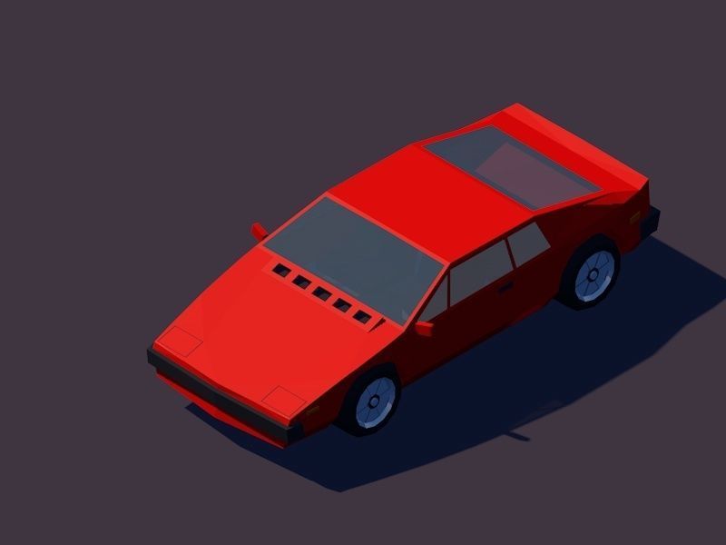 Cartoon Low Poly Sportcar Free low-poly 3D model_6
