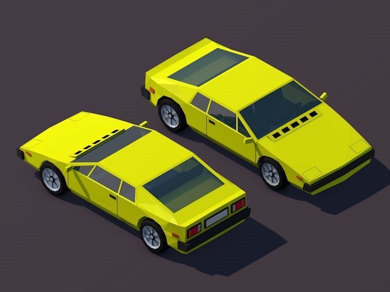 Cartoon Low Poly Sportcar Free low-poly 3D model_1