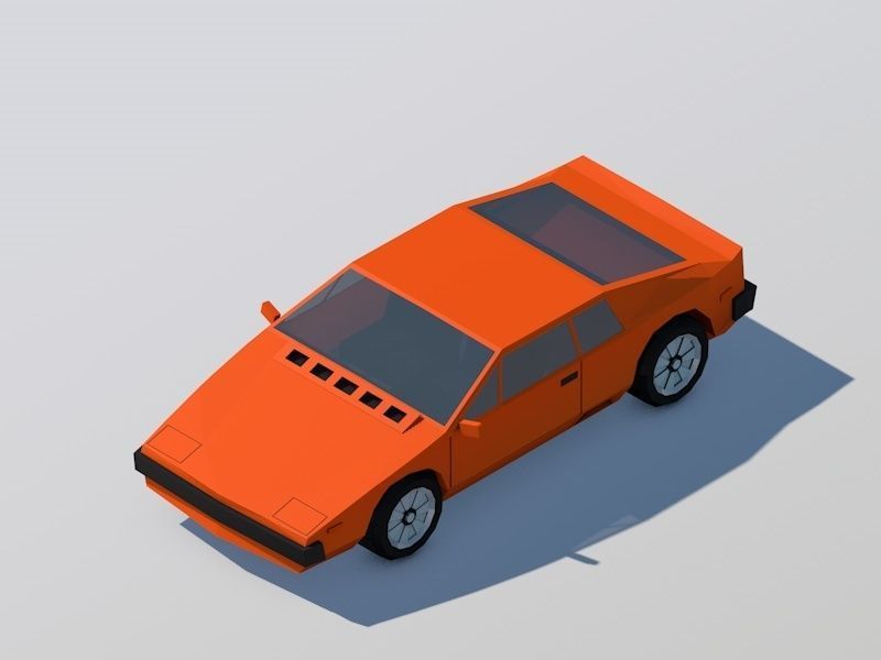 Cartoon Low Poly Sportcar Free low-poly 3D model_9