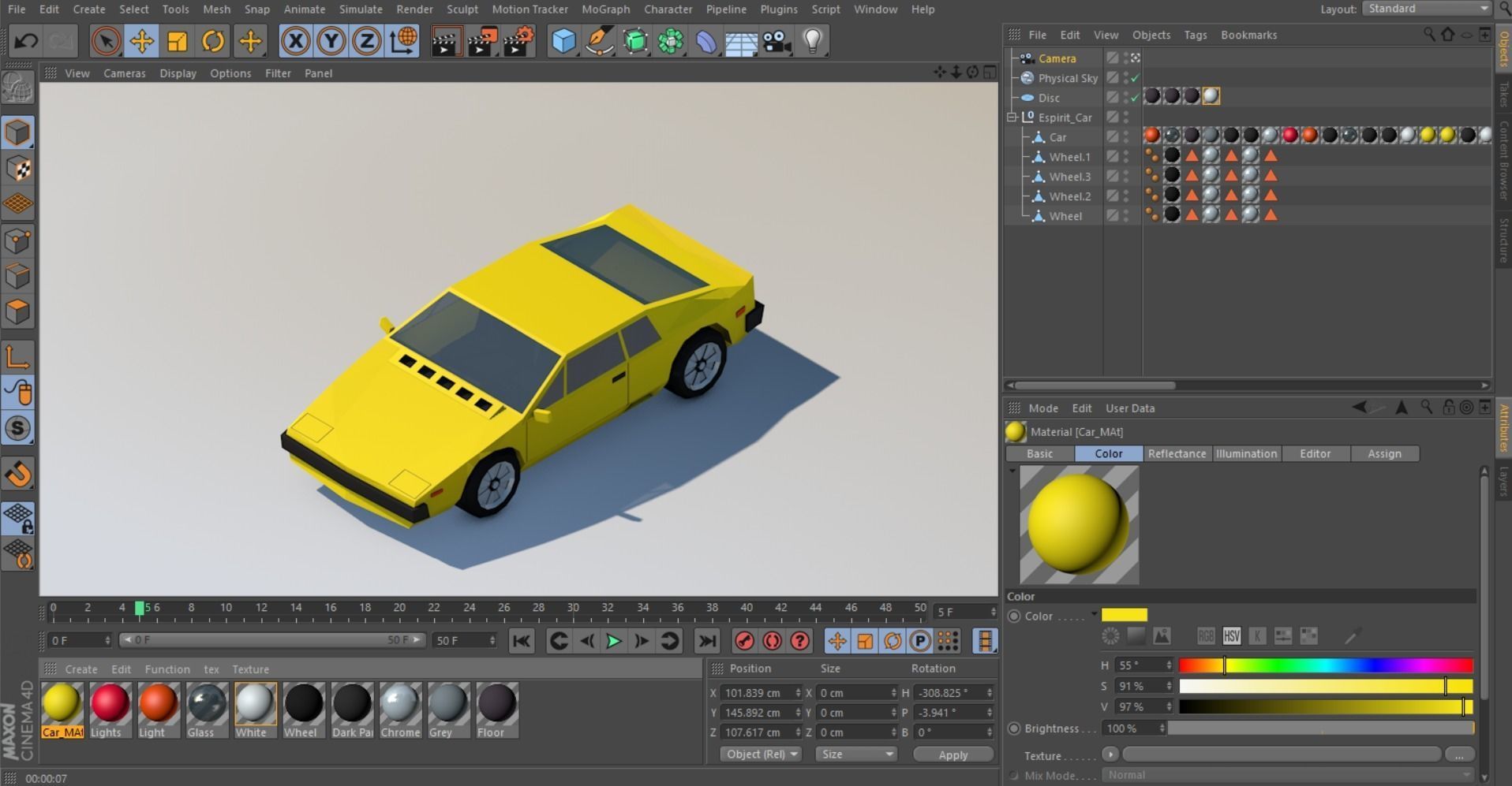 Cartoon Low Poly Sportcar Free low-poly 3D model_10
