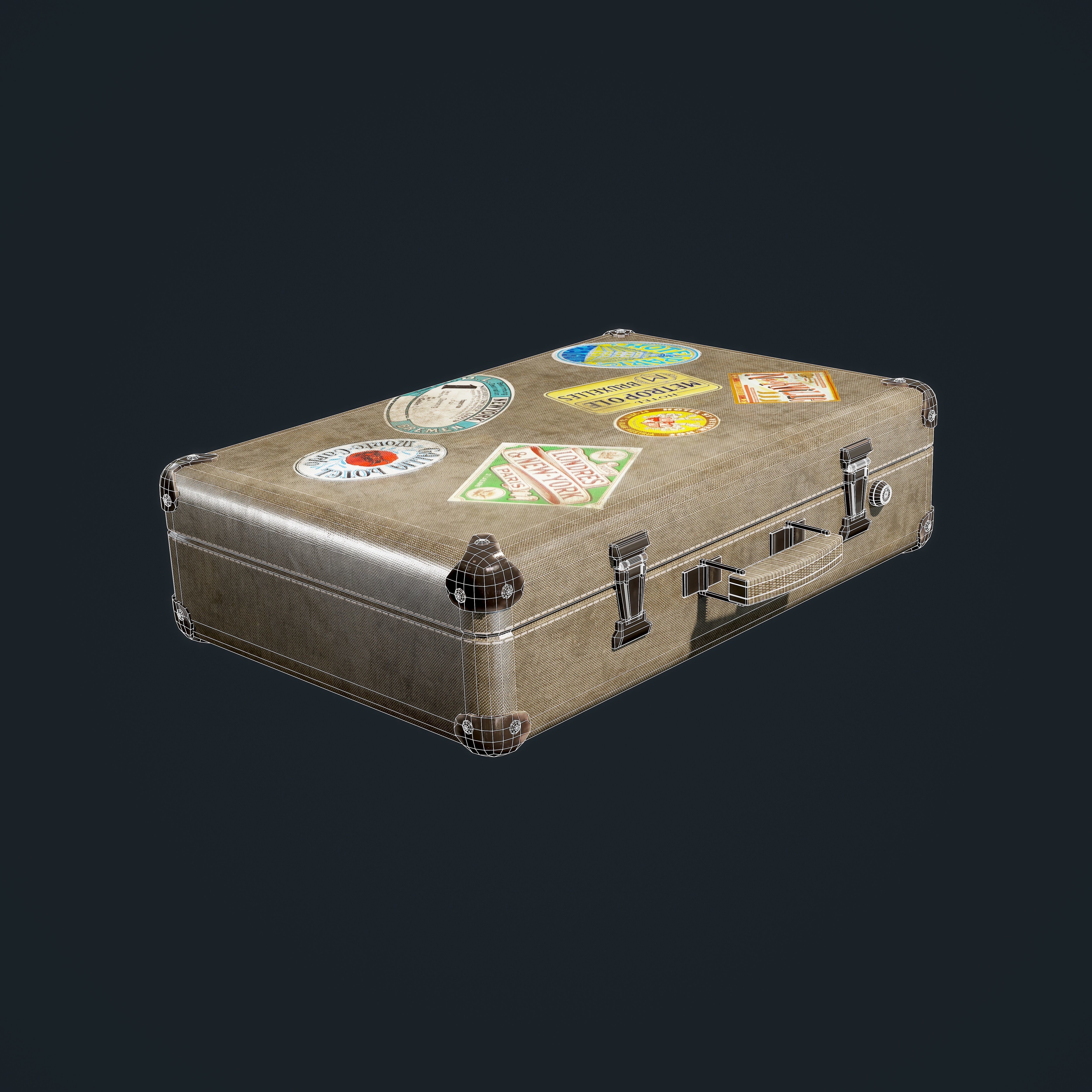 Vintage Suitcase Luggage Travel Hotel Low-poly 3D model_1