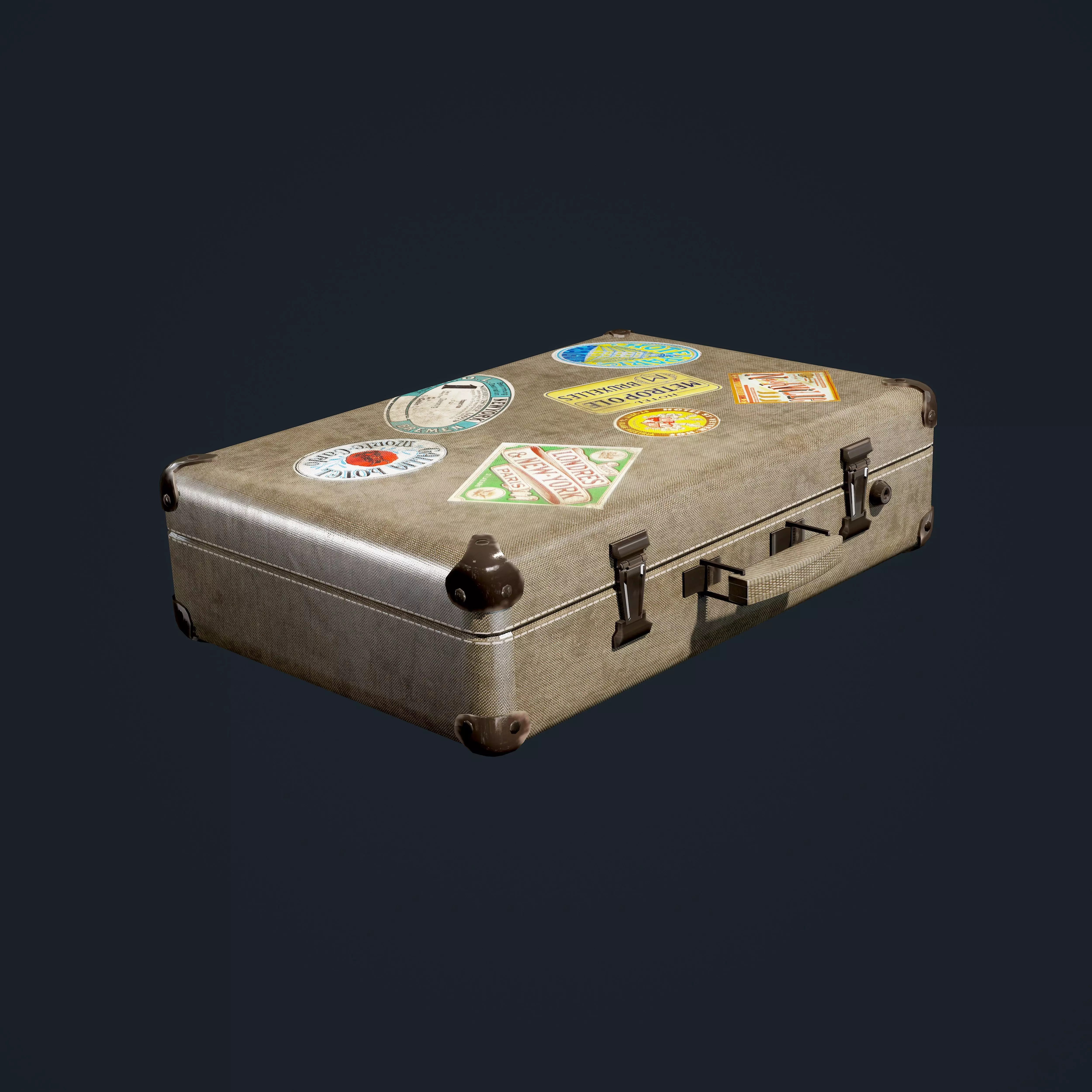 Vintage Suitcase Luggage Travel Hotel Low-poly 3D model_0