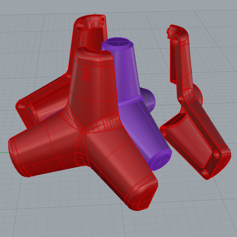 Tetrapod mold Nurb model 3D print model_2