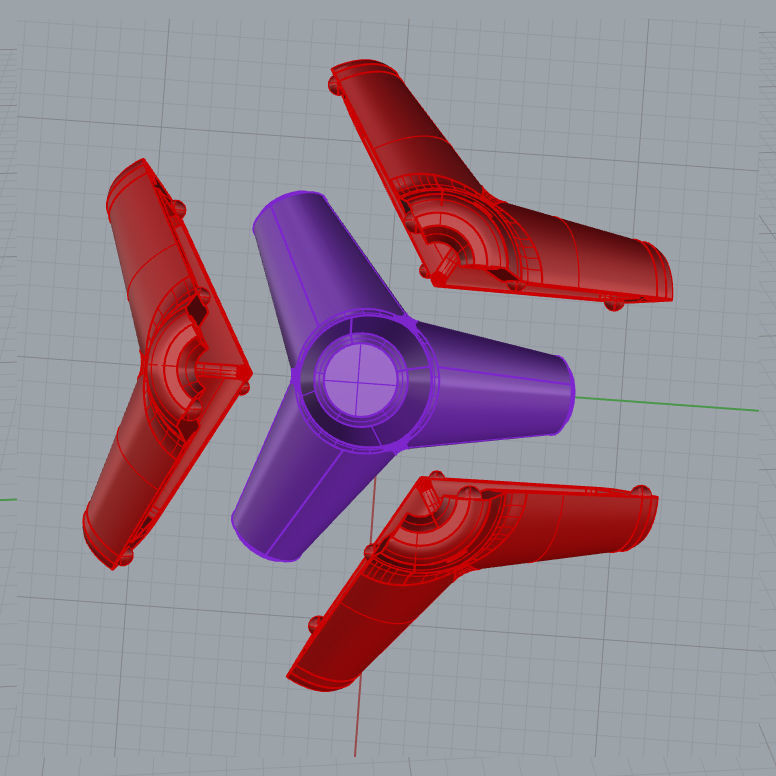 Tetrapod mold Nurb model 3D print model_5