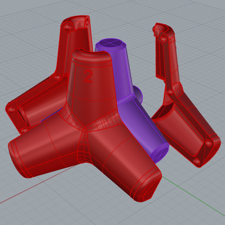 Tetrapod mold Nurb model 3D print model_3