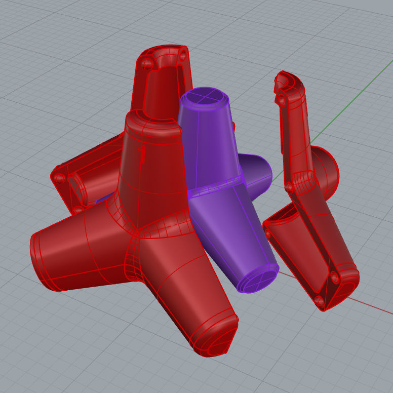 Tetrapod mold Nurb model 3D print model_4