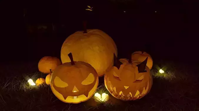 3D Pumpkin Halloween Scene