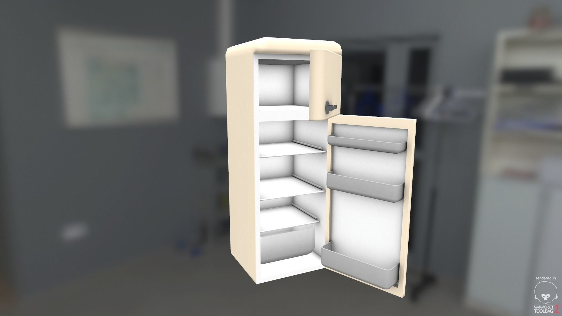 Fridge Freezer Low-poly 3D model_1