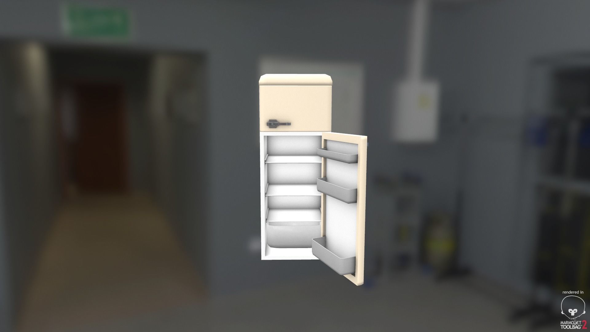 Fridge Freezer Low-poly 3D model_2