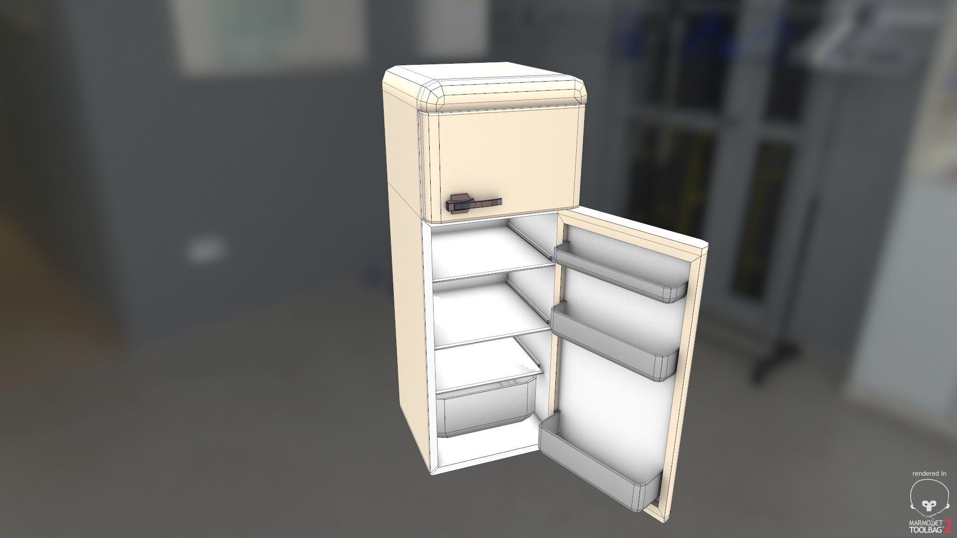Fridge Freezer Low-poly 3D model_3