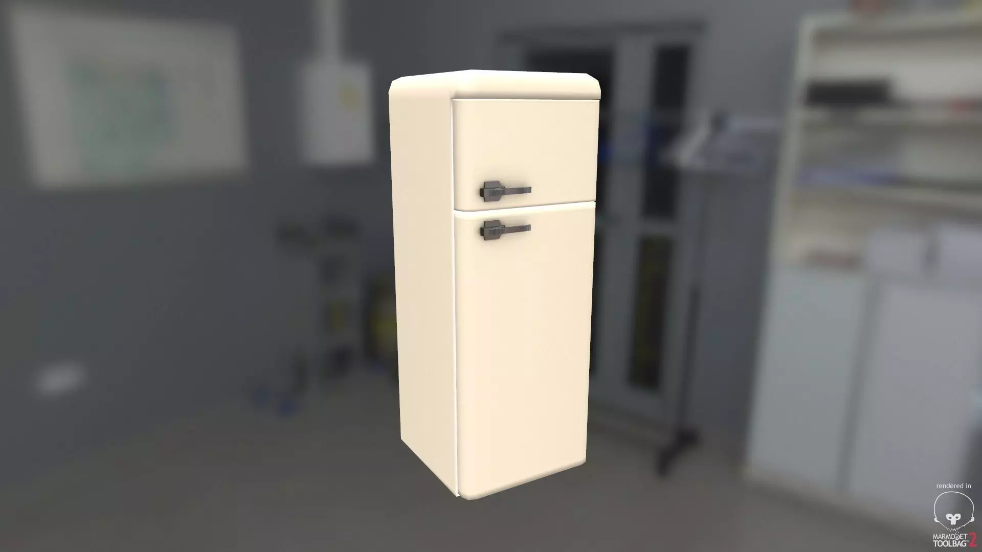 Fridge Freezer Low-poly 3D model_0