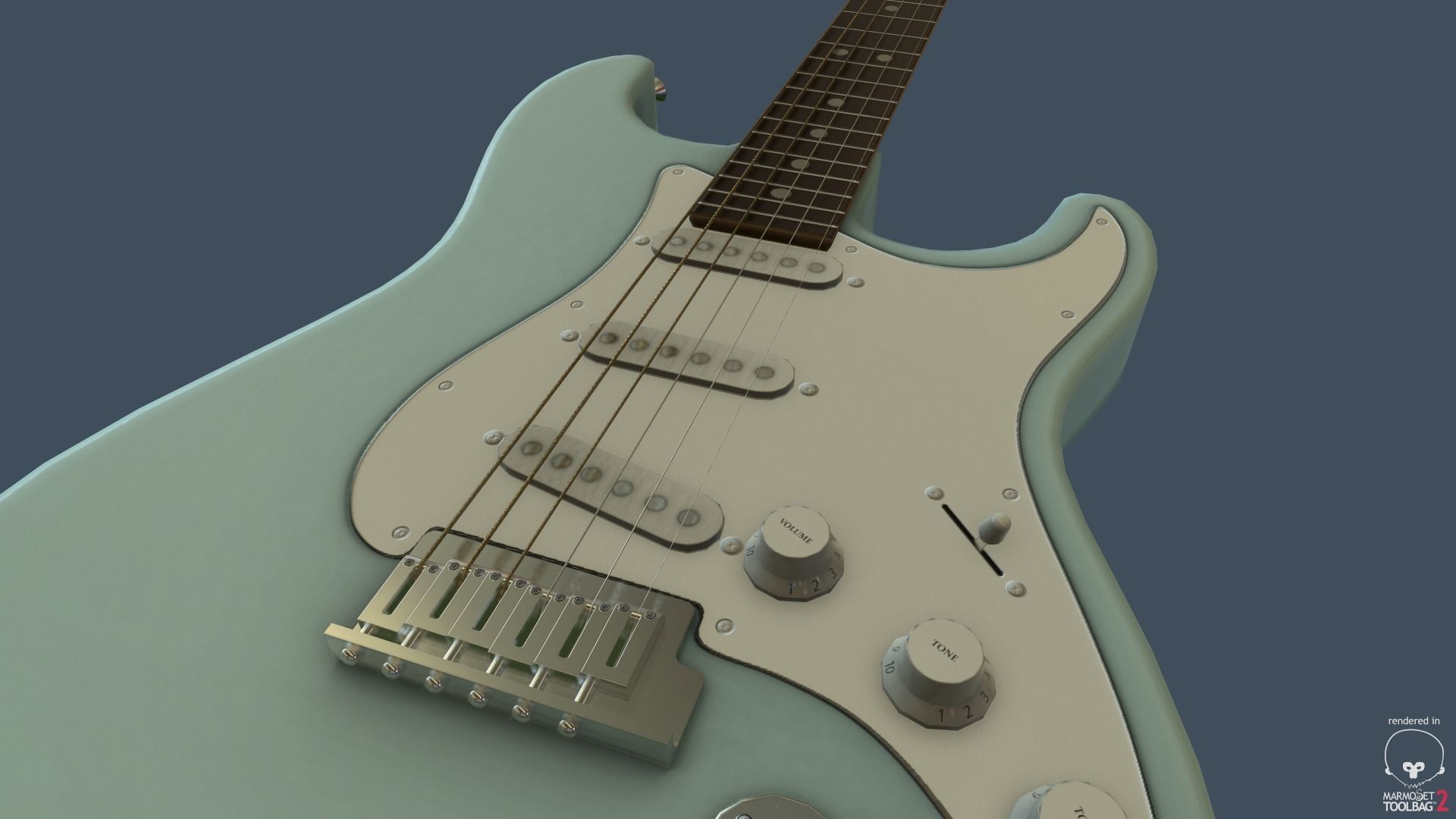 Game Ready Electric Guitar Low-poly 3D model_4