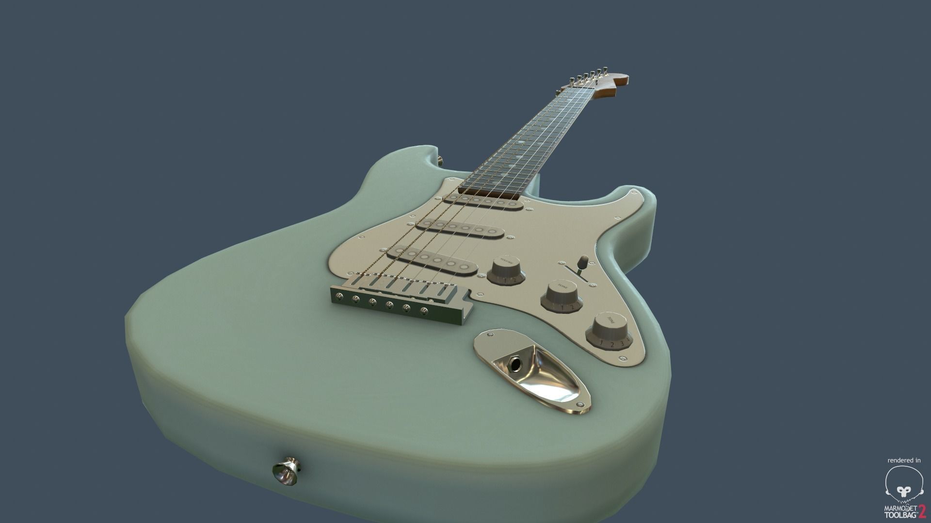 Game Ready Electric Guitar Low-poly 3D model_1