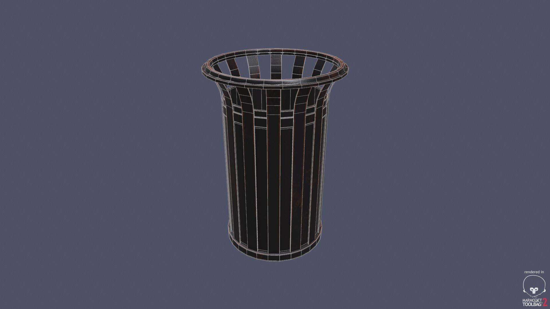 Trash Can Low-poly 3D model_3