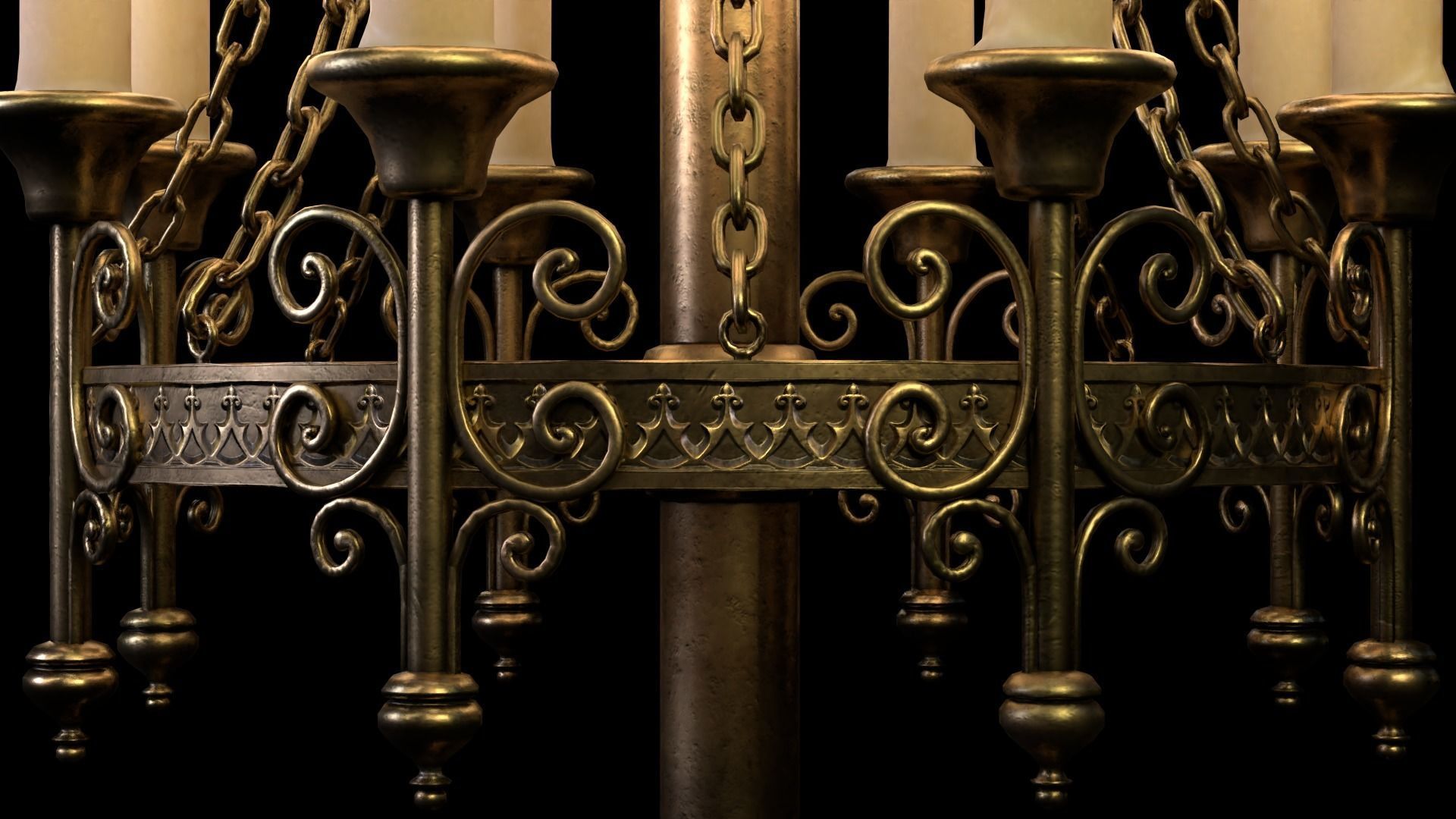 Candle Stand Holder - Game Ready Low-poly 3D model_9