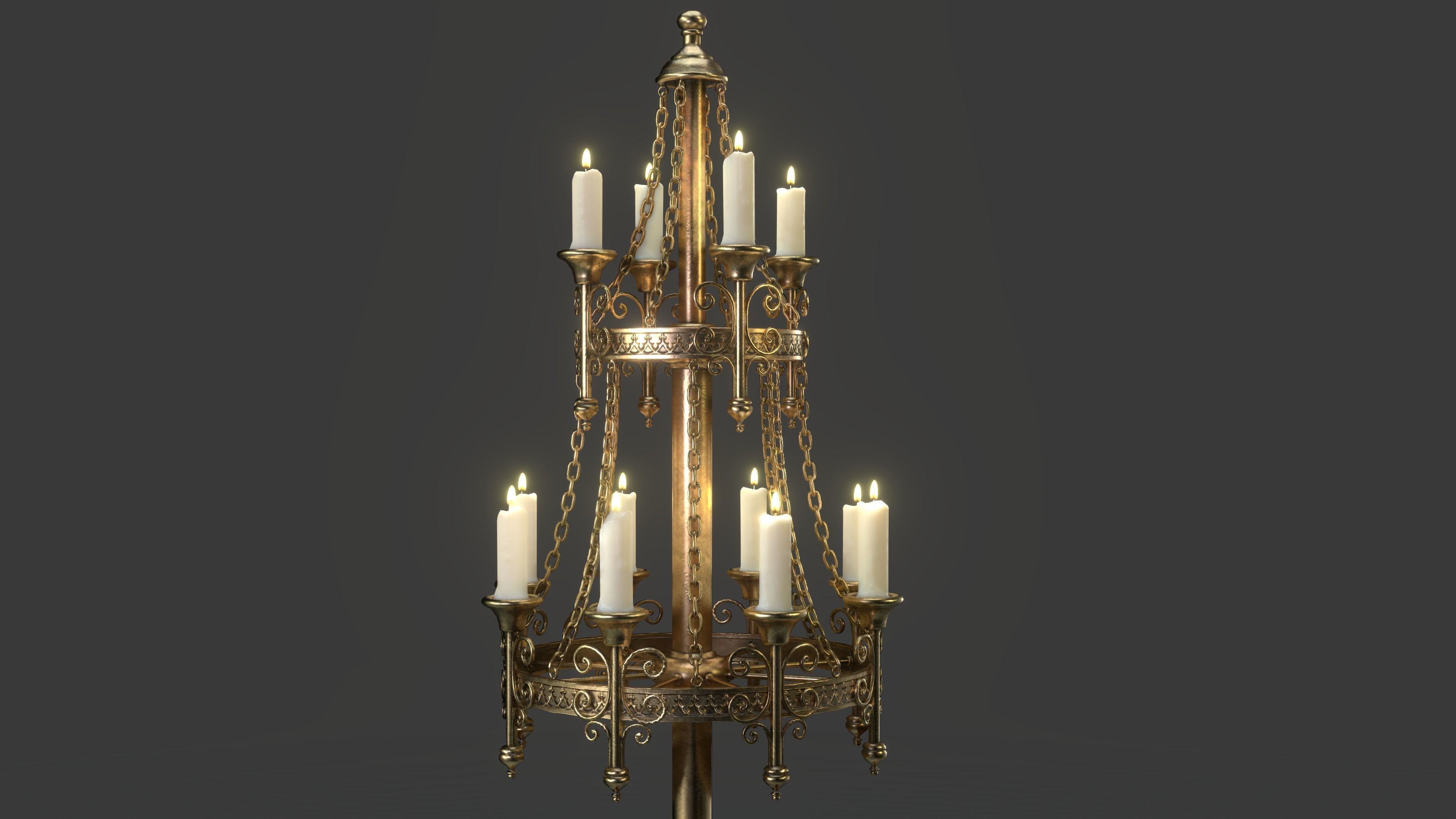 Candle Stand Holder - Game Ready Low-poly 3D model_4