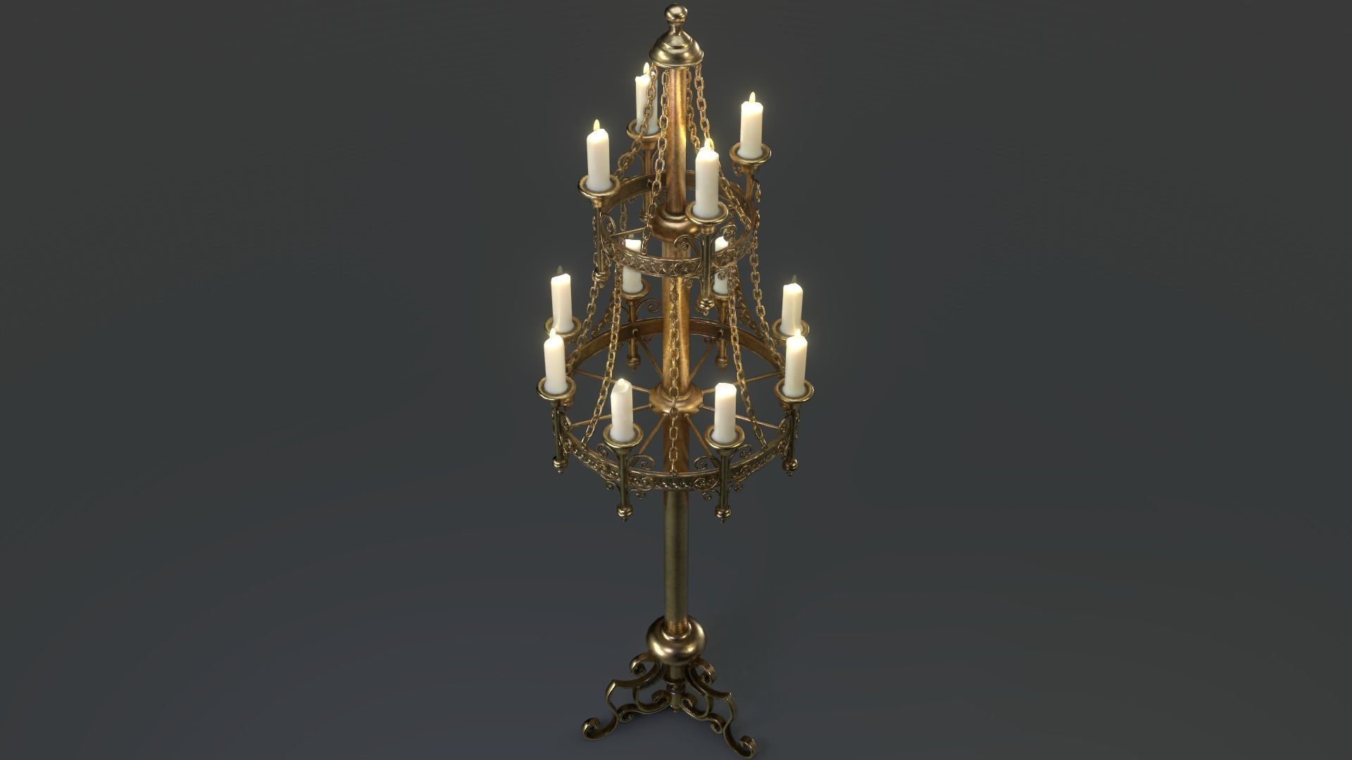 Candle Stand Holder - Game Ready Low-poly 3D model_3