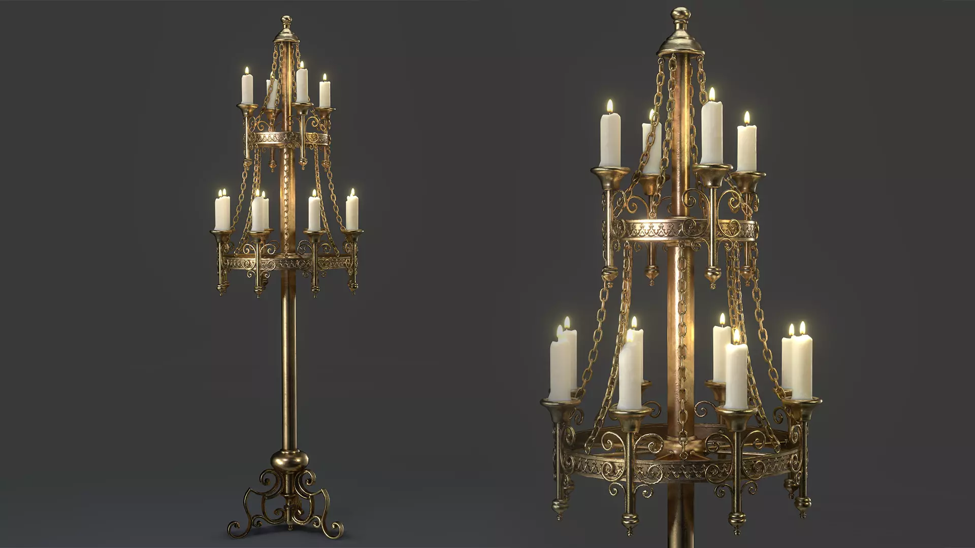 Candle Stand Holder - Game Ready Low-poly 3D model_0