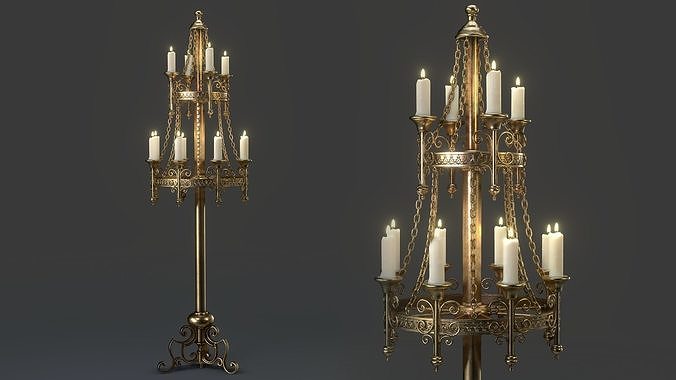 Candle Stand Holder - Game Ready Low-poly 3D model