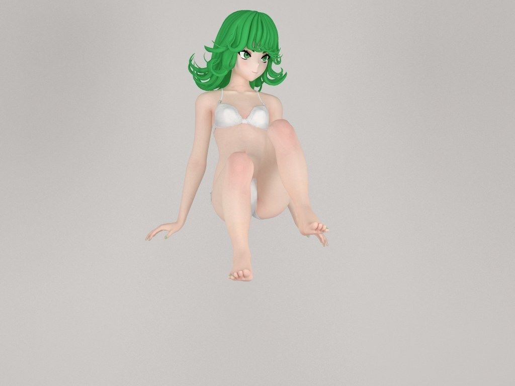 Tatsumaki anime girl pose 02 3D model_4