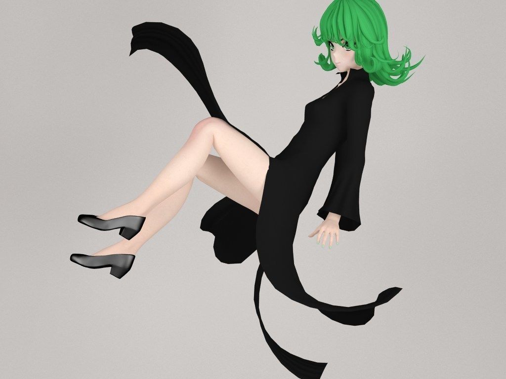 Tatsumaki anime girl pose 02 3D model_9