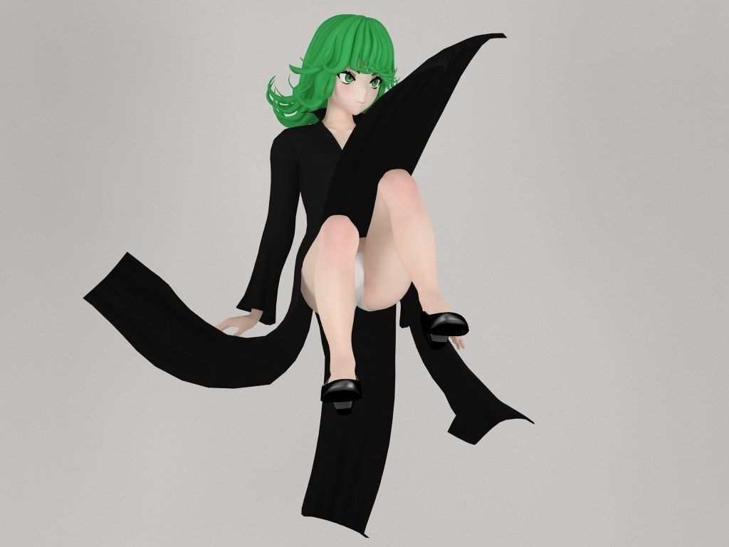 Tatsumaki anime girl pose 02 3D model_3