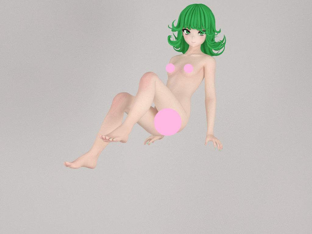 Tatsumaki anime girl pose 02 3D model_2