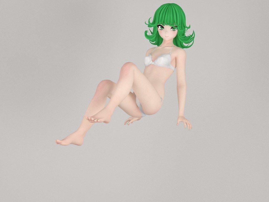 Tatsumaki anime girl pose 02 3D model_1