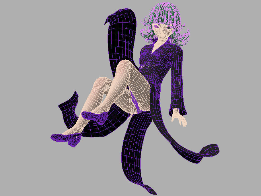 Tatsumaki anime girl pose 02 3D model_14