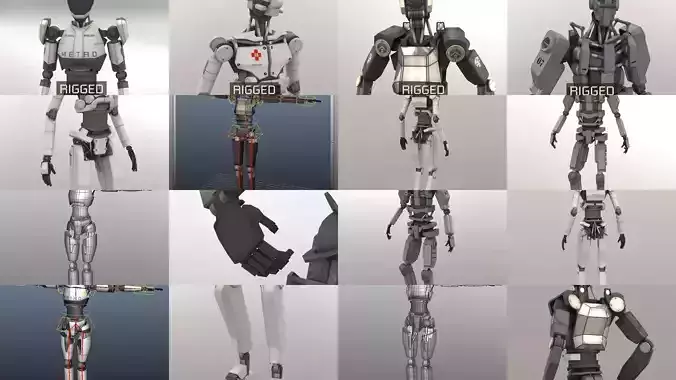 Robots Rigged Low Poly 3D Model Collection