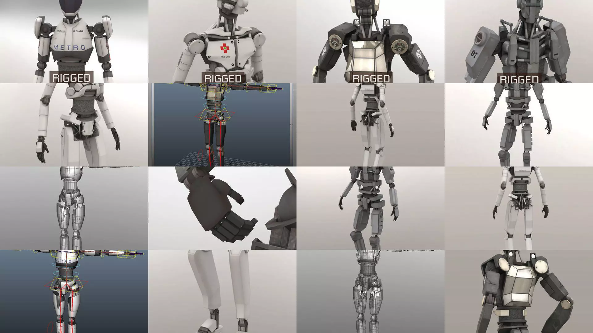 Robots Rigged Low Poly 3D Model Collection_0
