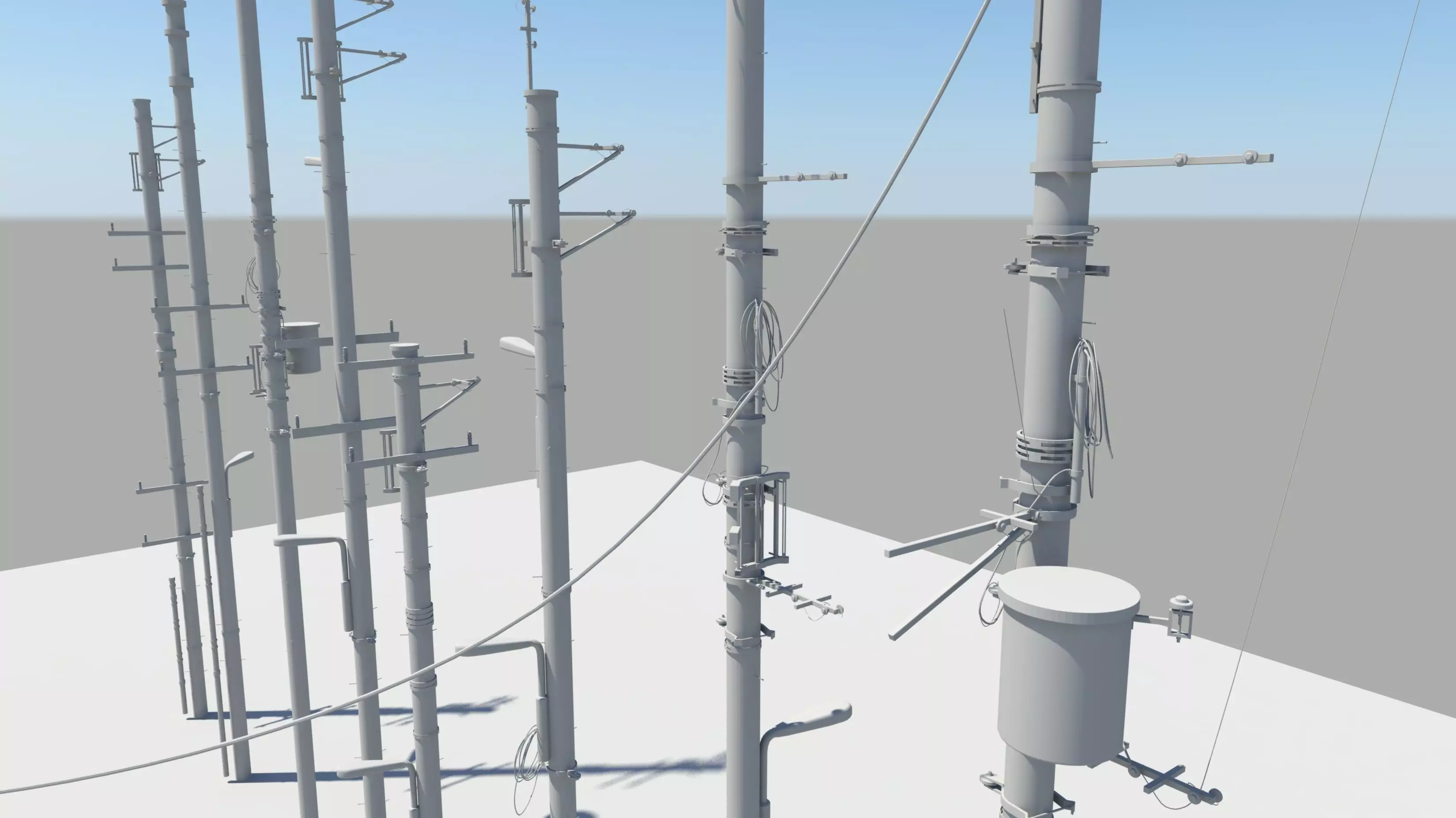 Detailed Utility Poles 3D model_0
